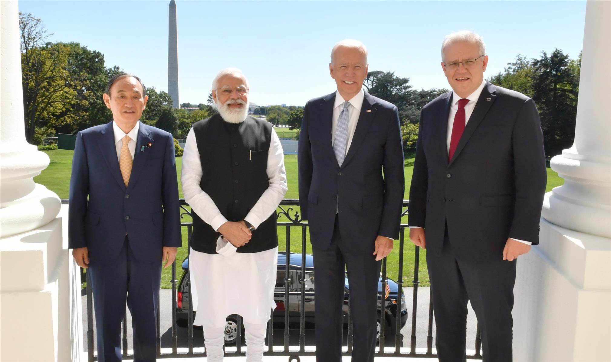 The Prime Minister, Shri Narendra Modi with the President of the United States of America, Mr. Joe Biden, the Prime Minister of Japan, Mr. Yoshihide Suga and the Prime Minister of Australia, Mr. Scott Morrison at the QUAD Summit, in Washington DC, USA