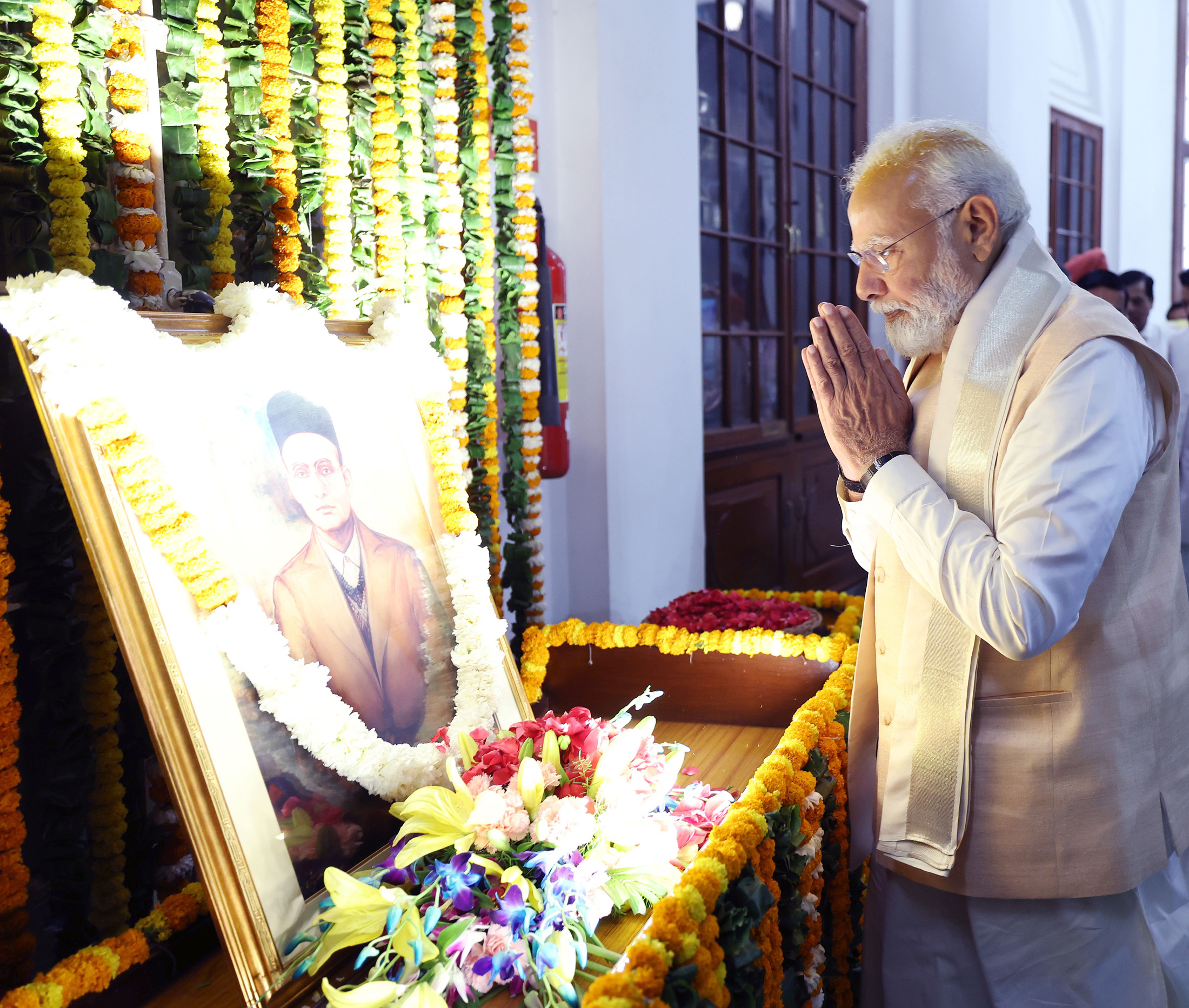 PM pays tribute to Veer Savarkar on his birth anniversary, in New Delhi on May 28, 2023.