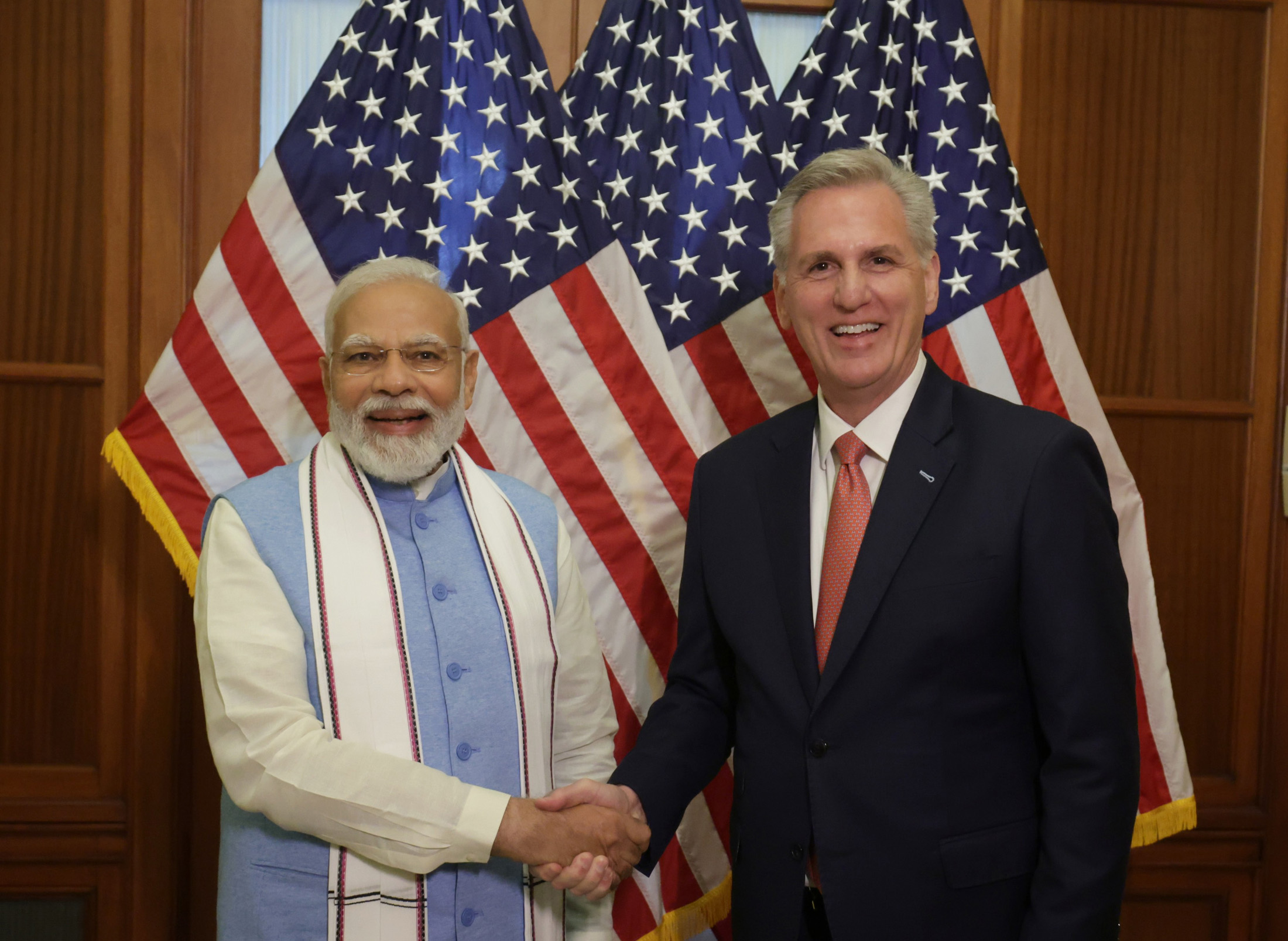PM meeting the US speaker, Mr. Kevin Mccarthy. in Washington DC on June 22, 2023.