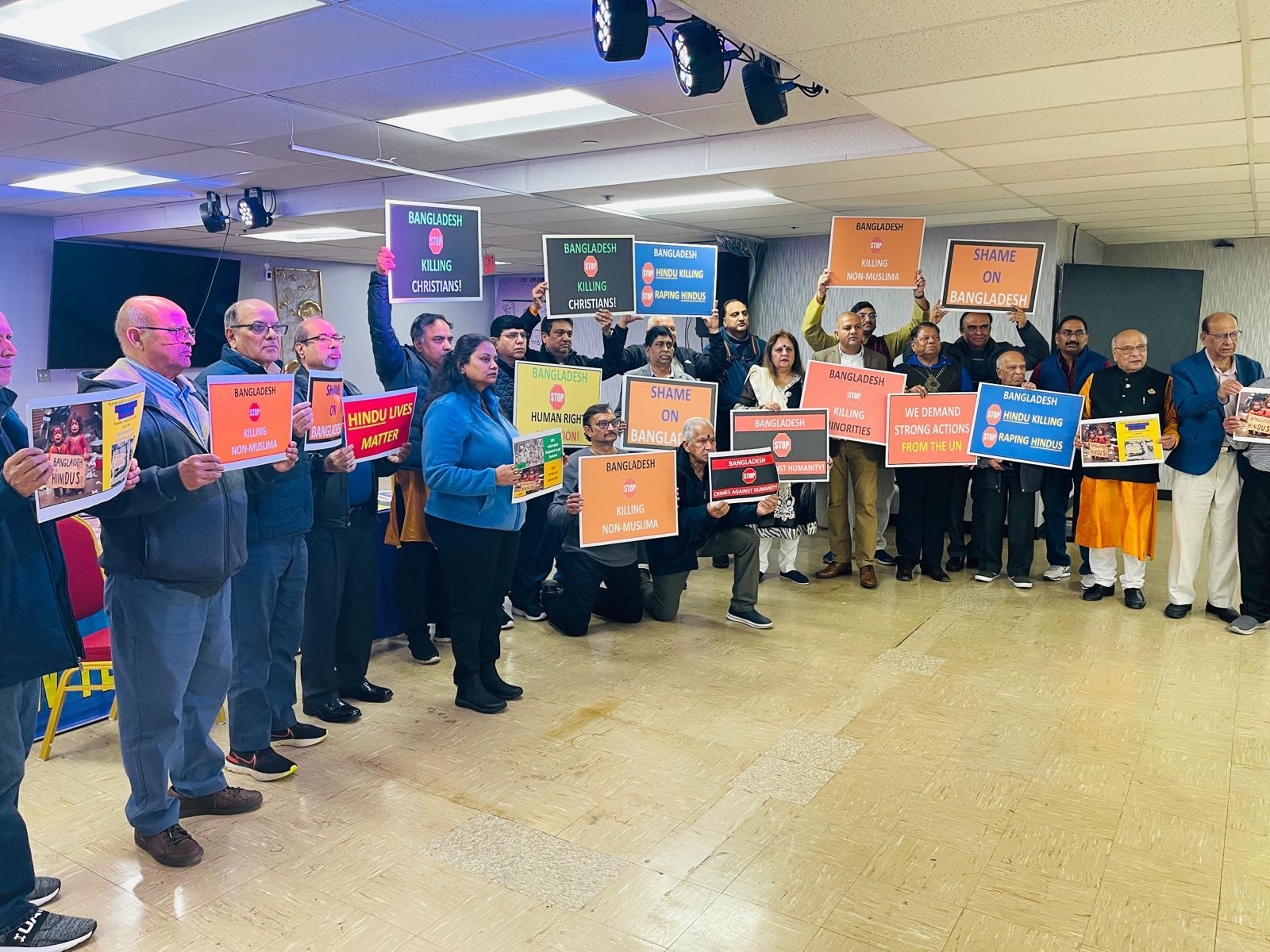 Hindu Americans Hold Peaceful Protest in Chicago Suburb Against Atrocities in Bangladesh