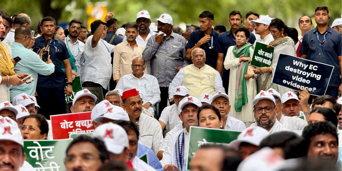 INDIA blocs protest against the alleged vote chori. X