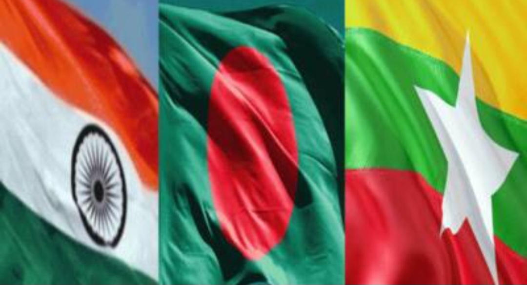 India Mynamar Bangladesh flags