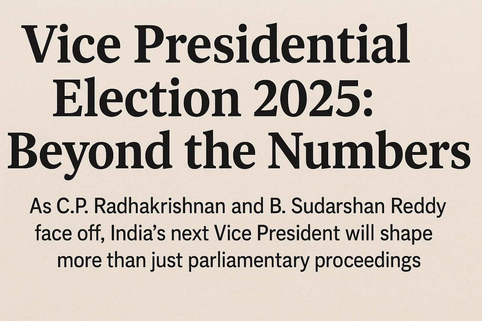 Vice Presidential Election 2025: Beyond the Numbers