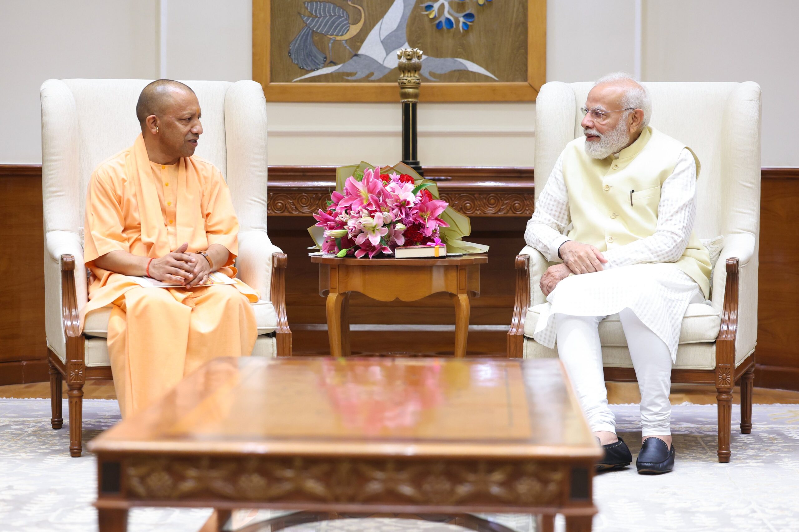 UP CM Yogi Meets PM Modi Ahead of Jewar Airport Inauguration